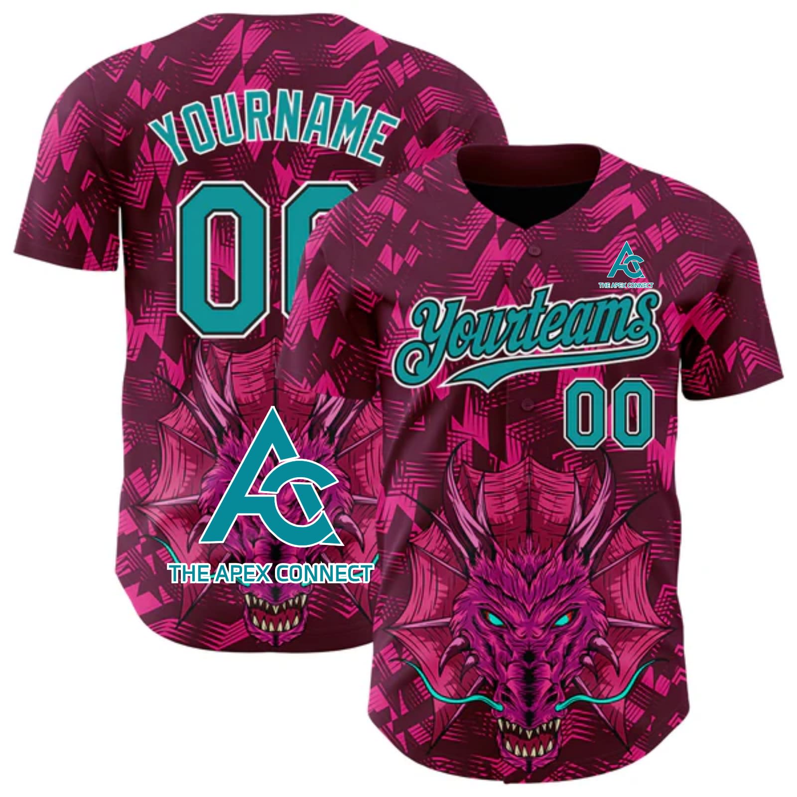 Custom 3D Dragon Baseball Jersey for Teams & Streetwear