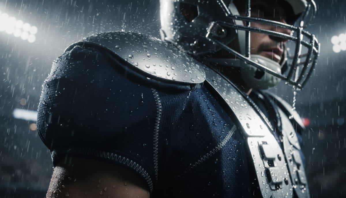 Close up of high durability football jersey texture