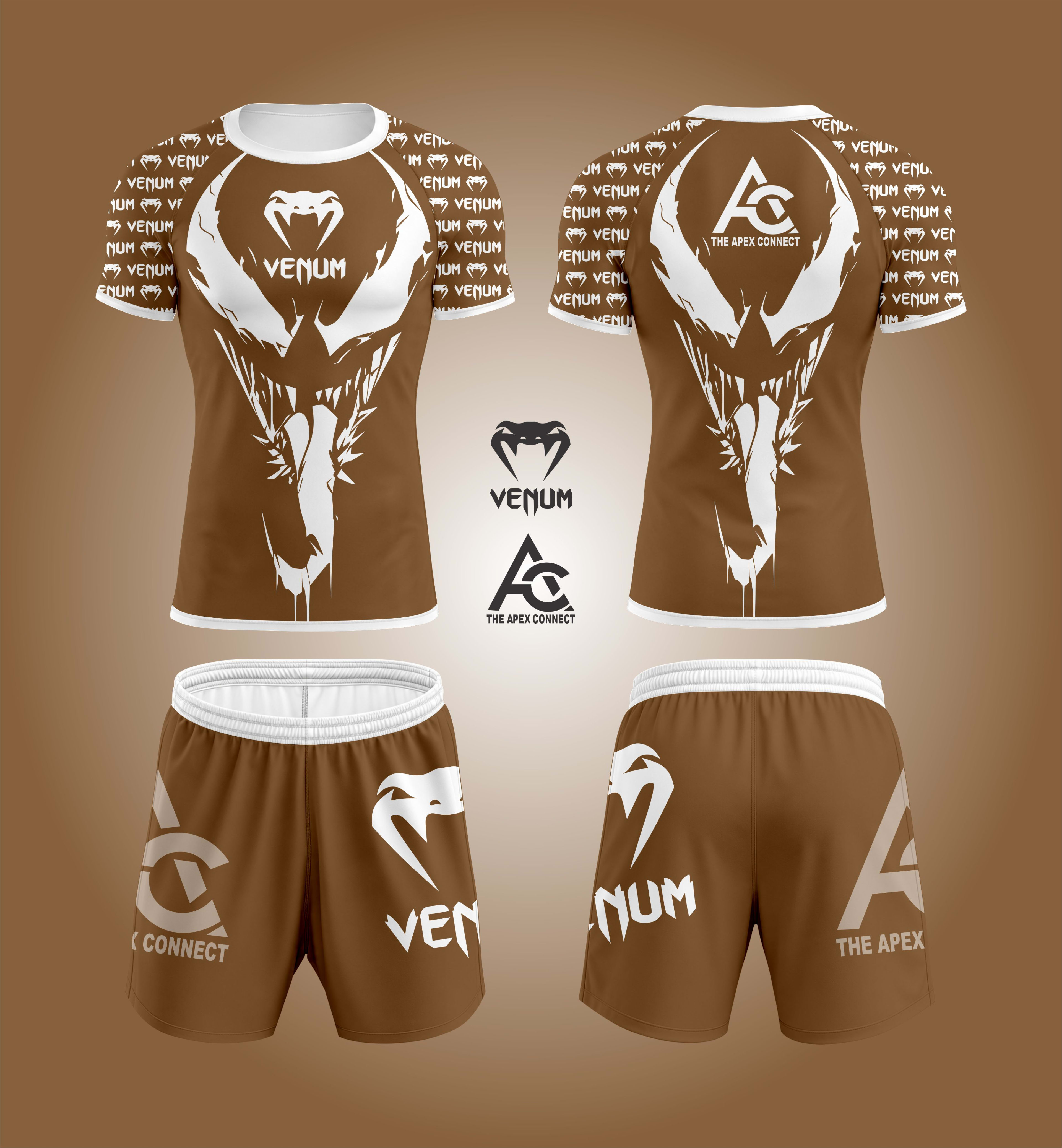 Custom Brown No-Gi Rashguard & Fight Shorts Set – Snake Graphic Design