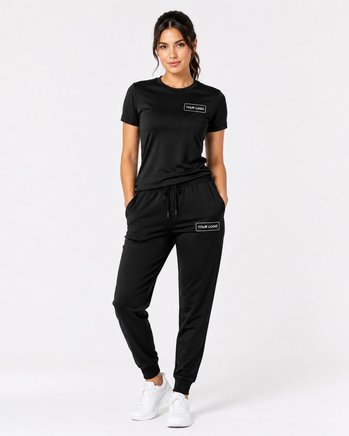 Custom Women's Black T-Shirt and Joggers Set
