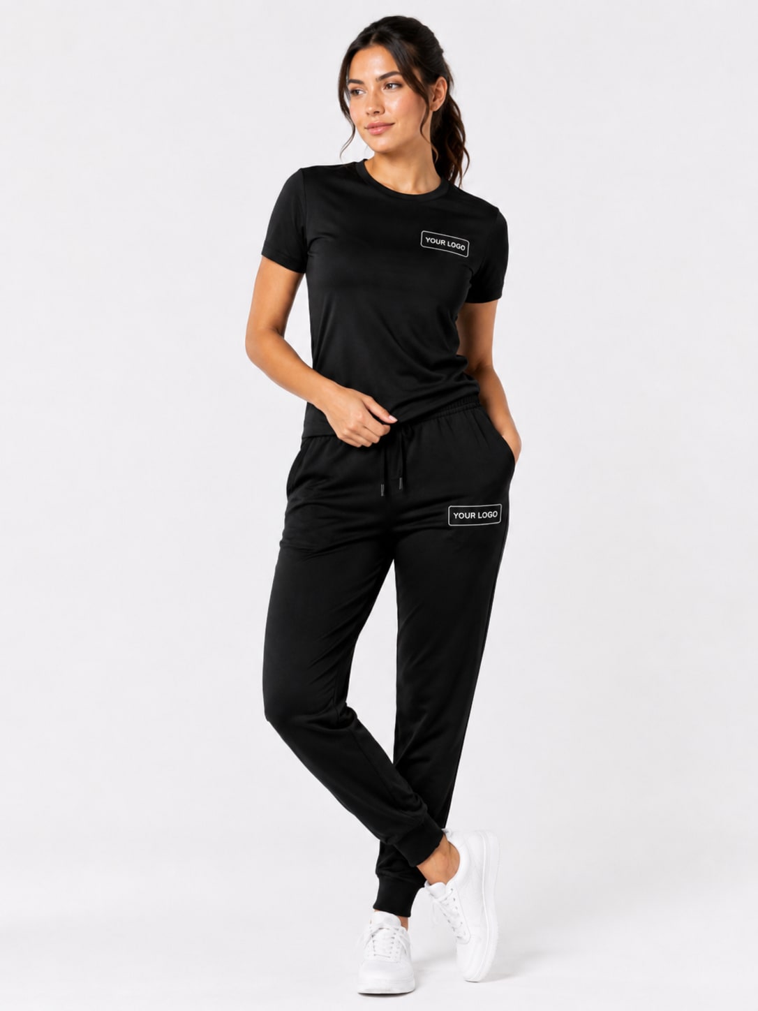 Custom Women's Black T-Shirt and Joggers Set