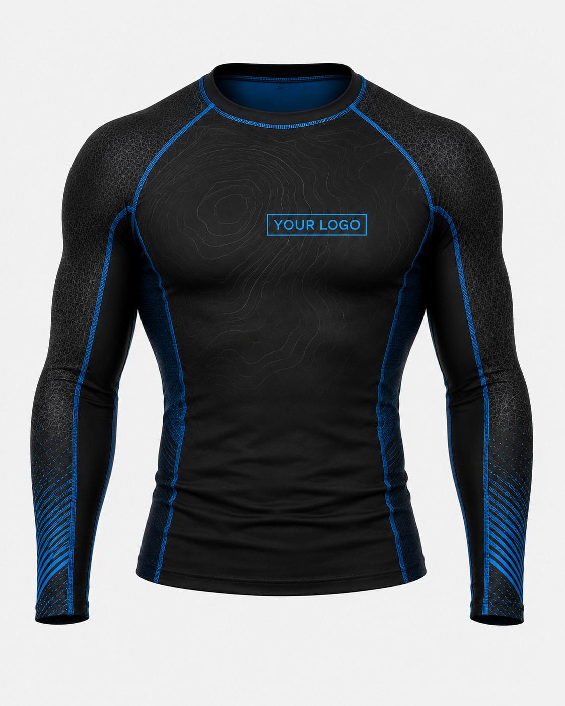 Custom Black and Blue No-Gi Rash Guard Set