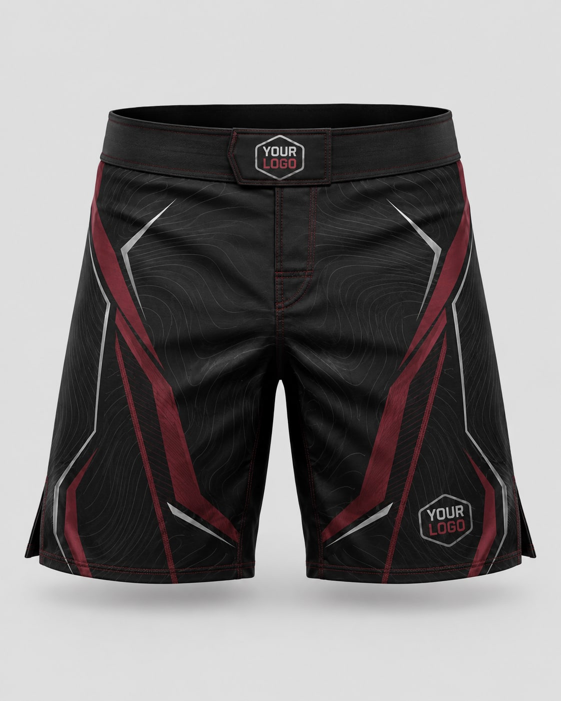 Custom Black and Red Rash Guard and Fight Shorts Set