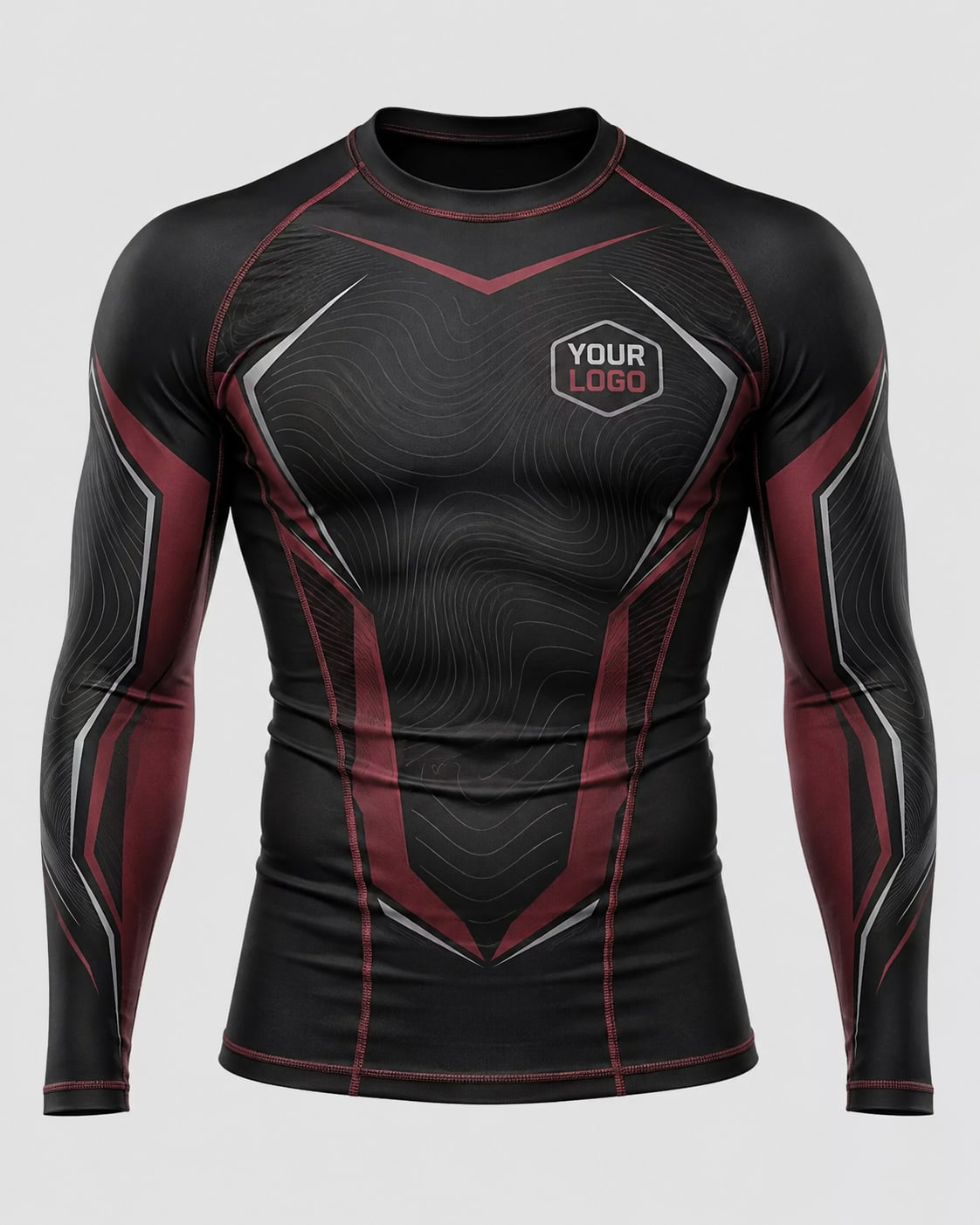 Custom Black and Red Rash Guard and Fight Shorts Set