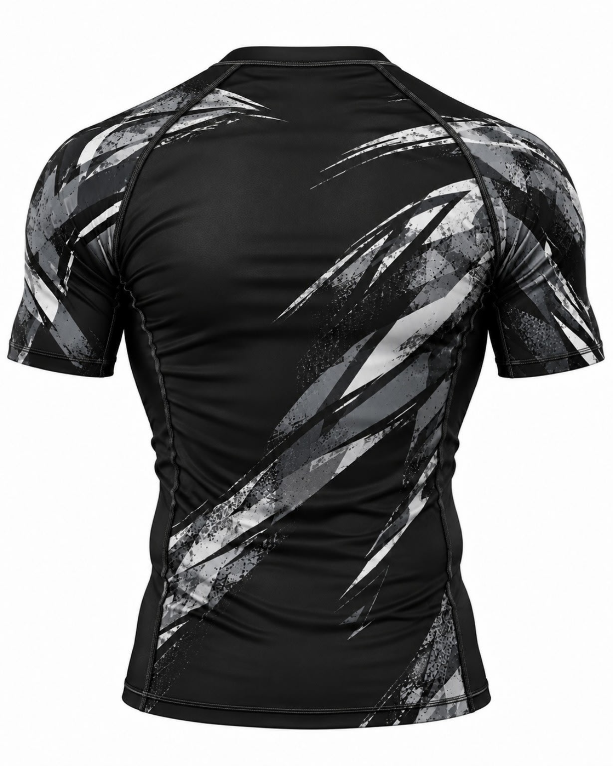 Custom Black & Grey Short Sleeve BJJ Rashguard | OEM No-Gi Fightwear