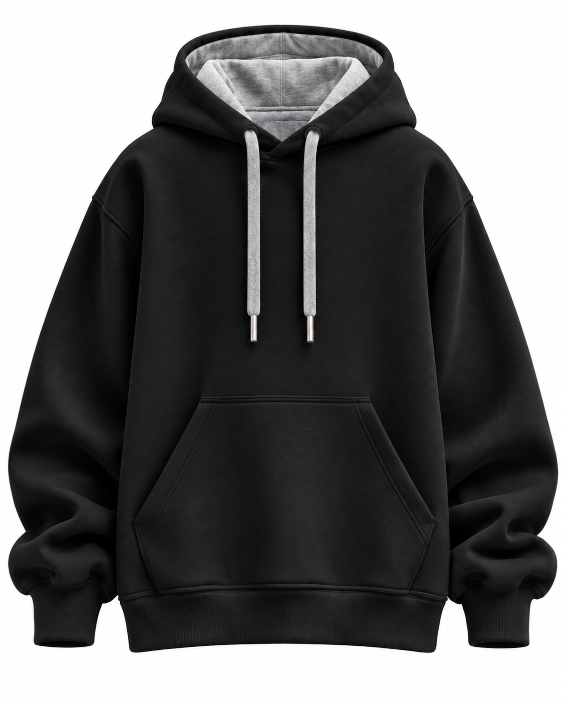 Custom Heavyweight Pullover Hoodie – Black & Grey Contrast Hood