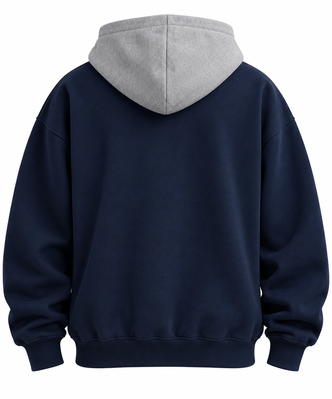 Custom Heavyweight Pullover Hoodie – Navy & Heather Grey Contrast Hood