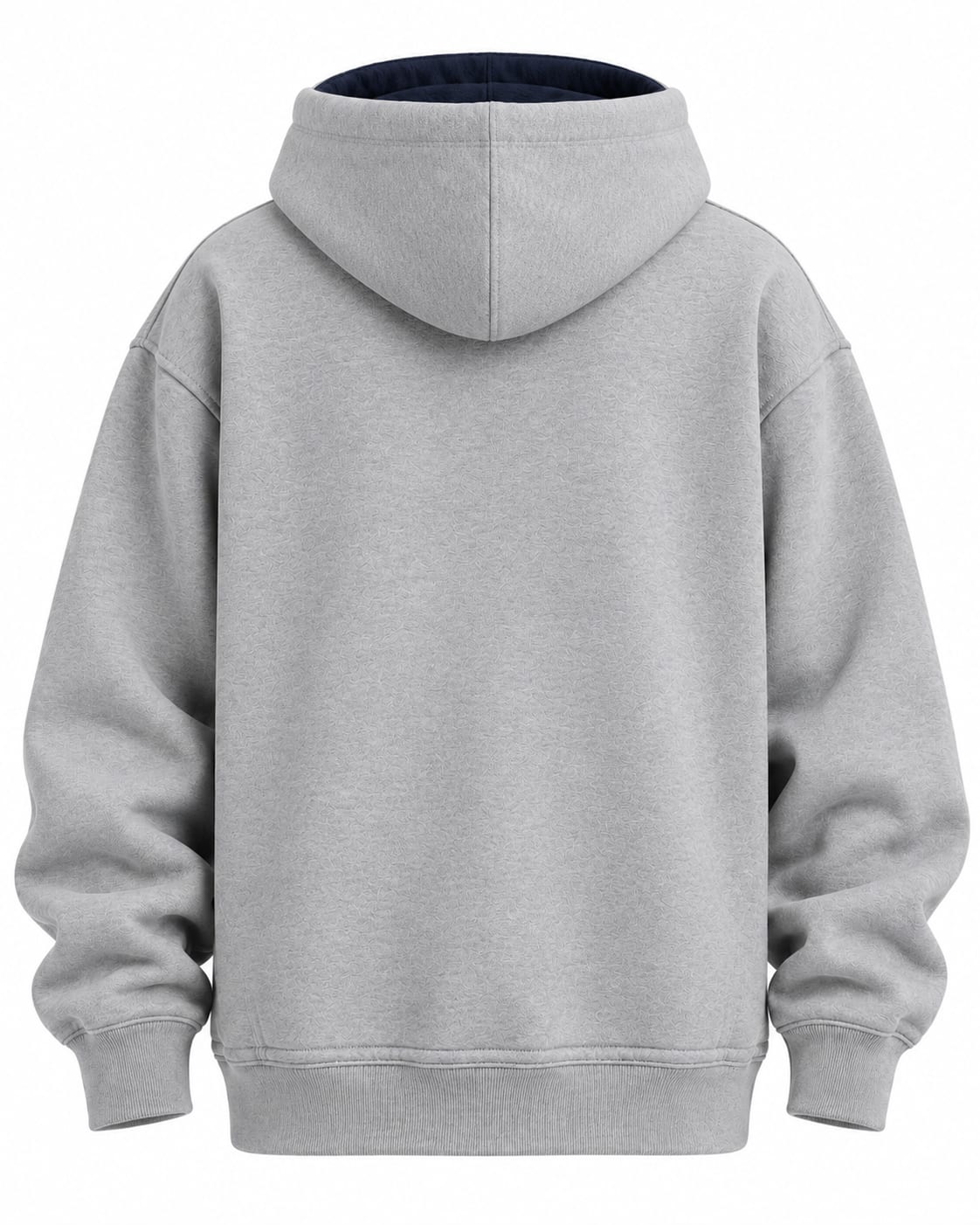 Custom Heavyweight Pullover Hoodie – Heather Grey & Navy Contrast Hood