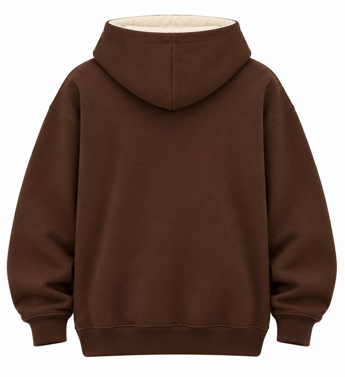 Custom Chocolate Brown Heavyweight Hoodie – Cream Contrast Hood