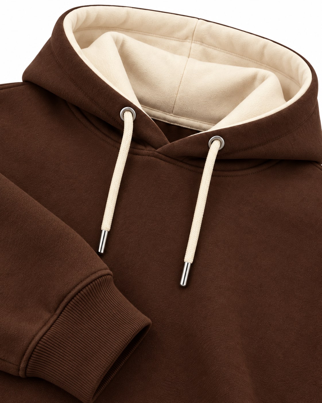 Custom Chocolate Brown Heavyweight Hoodie – Cream Contrast Hood