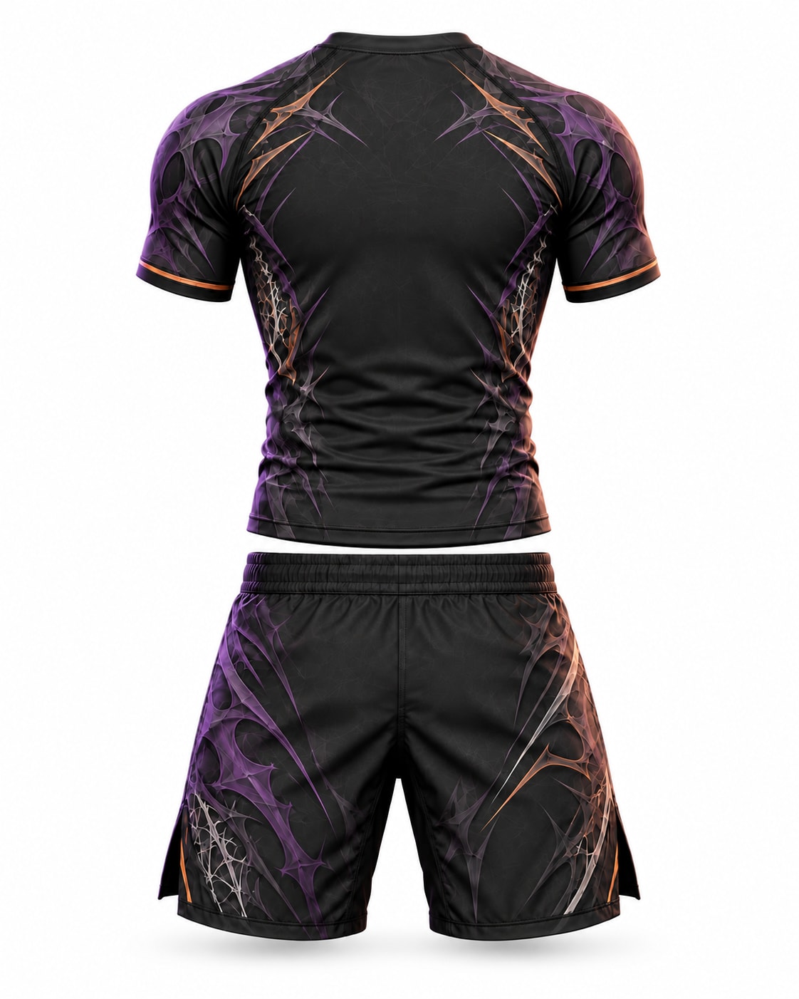 Custom Halloween Web No-Gi BJJ Rashguard & Fight Shorts Set | Black Purple