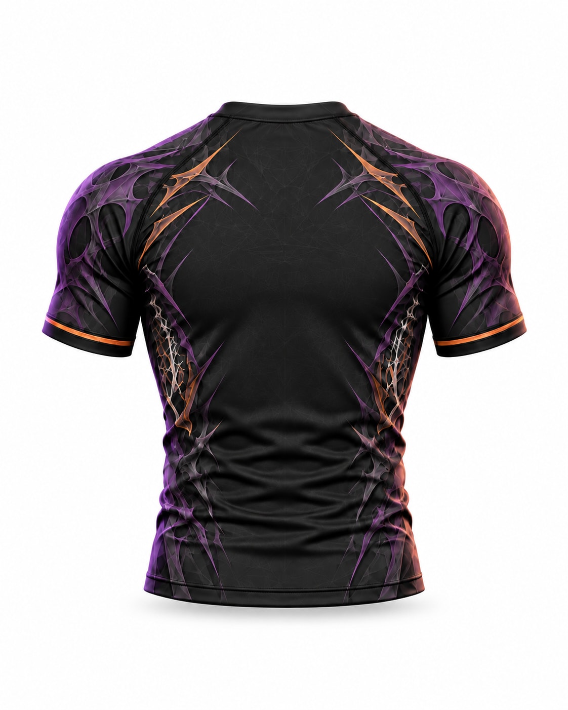 Custom Halloween Web Short Sleeve BJJ Rashguard | Black Purple Bronze