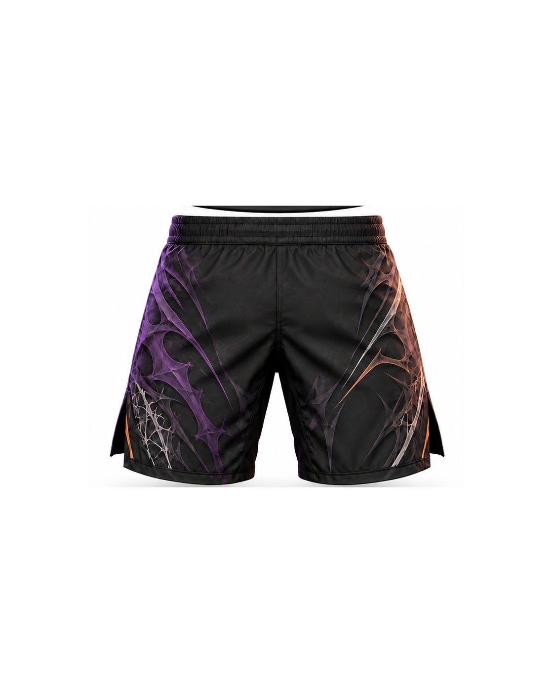 Custom Halloween Web MMA Fight Shorts | Black Purple Bronze No-Gi