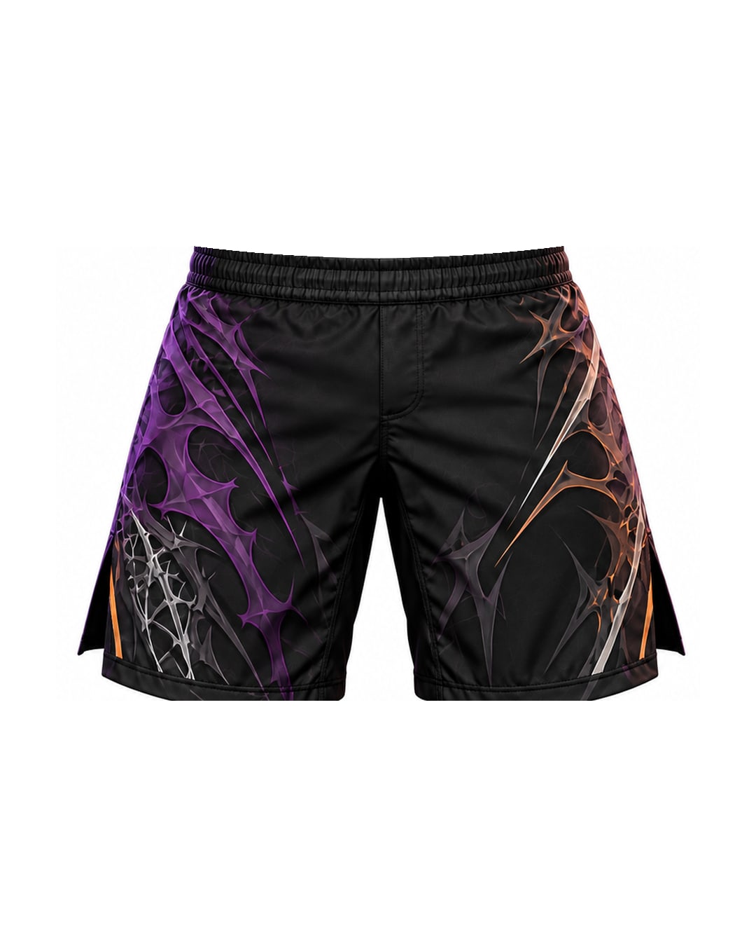 Custom Halloween Web MMA Fight Shorts | Black Purple Bronze No-Gi