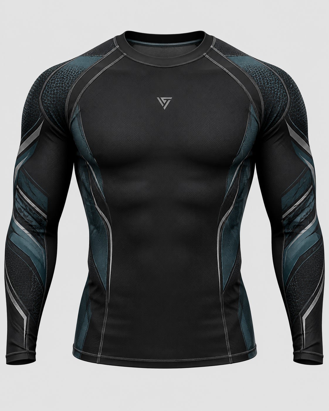Custom Black Teal No-Gi BJJ Rashguard & Fight Shorts Set | Carbon Hex
