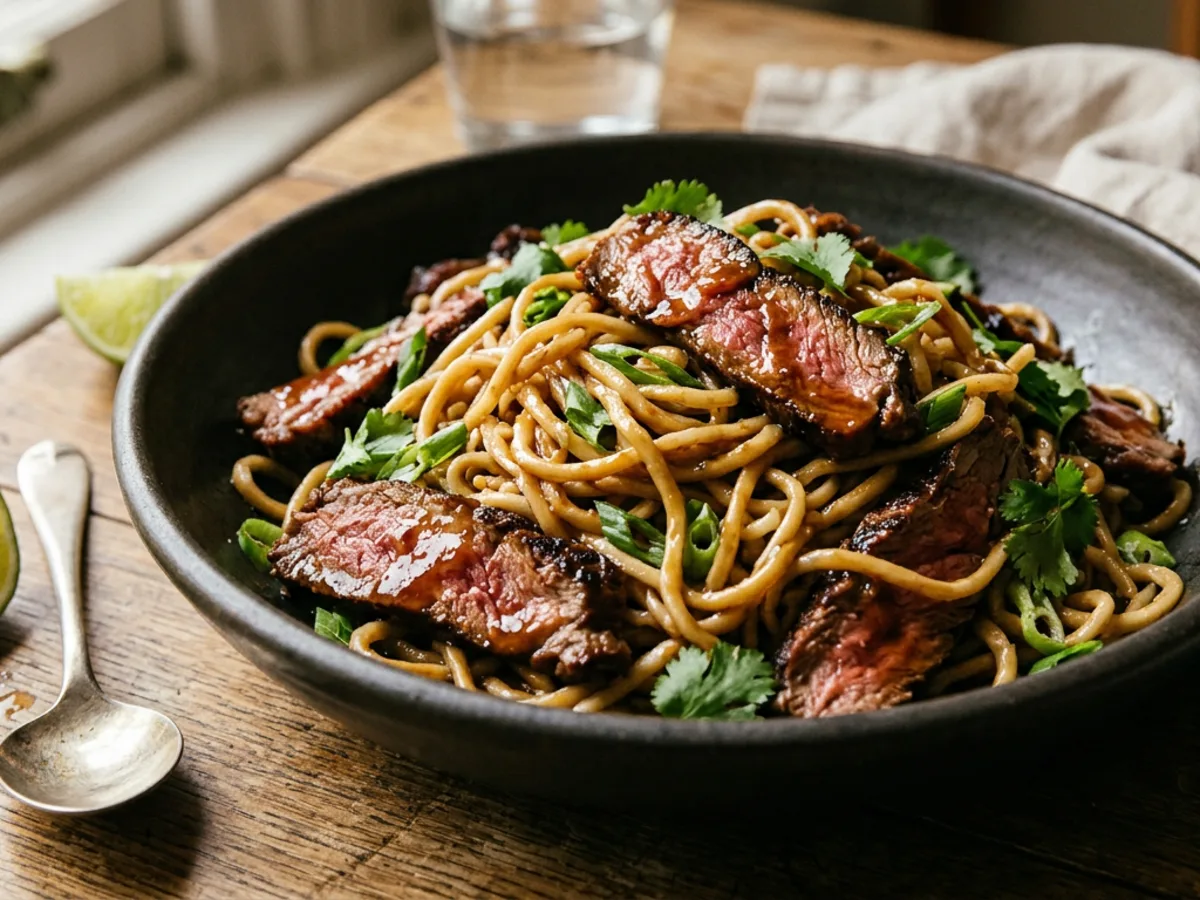 Sticky Tamarind Beef Noodles