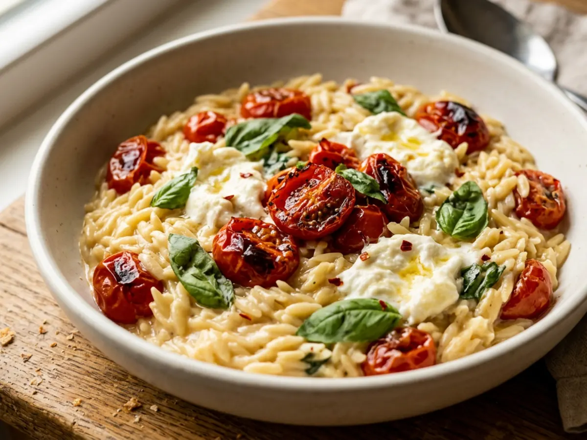 Roasted Tomato Burrata Orzo