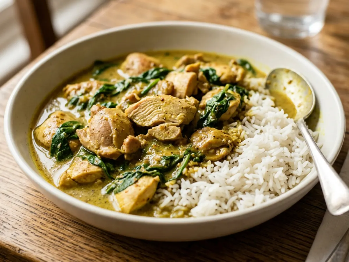 Mild Chicken and Spinach Curry