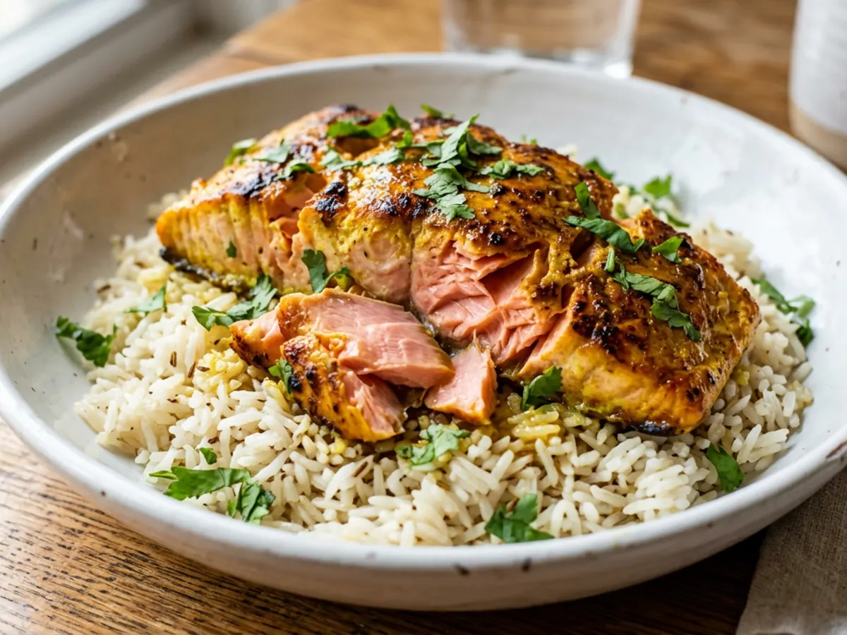 Salmon Tikka with Cumin Rice