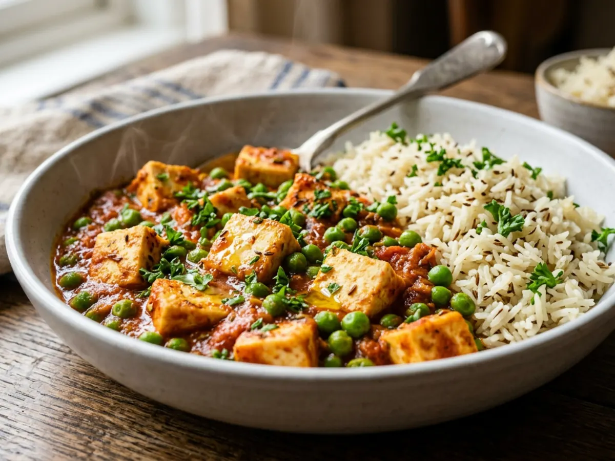 Matar Paneer with Jeera Rice
