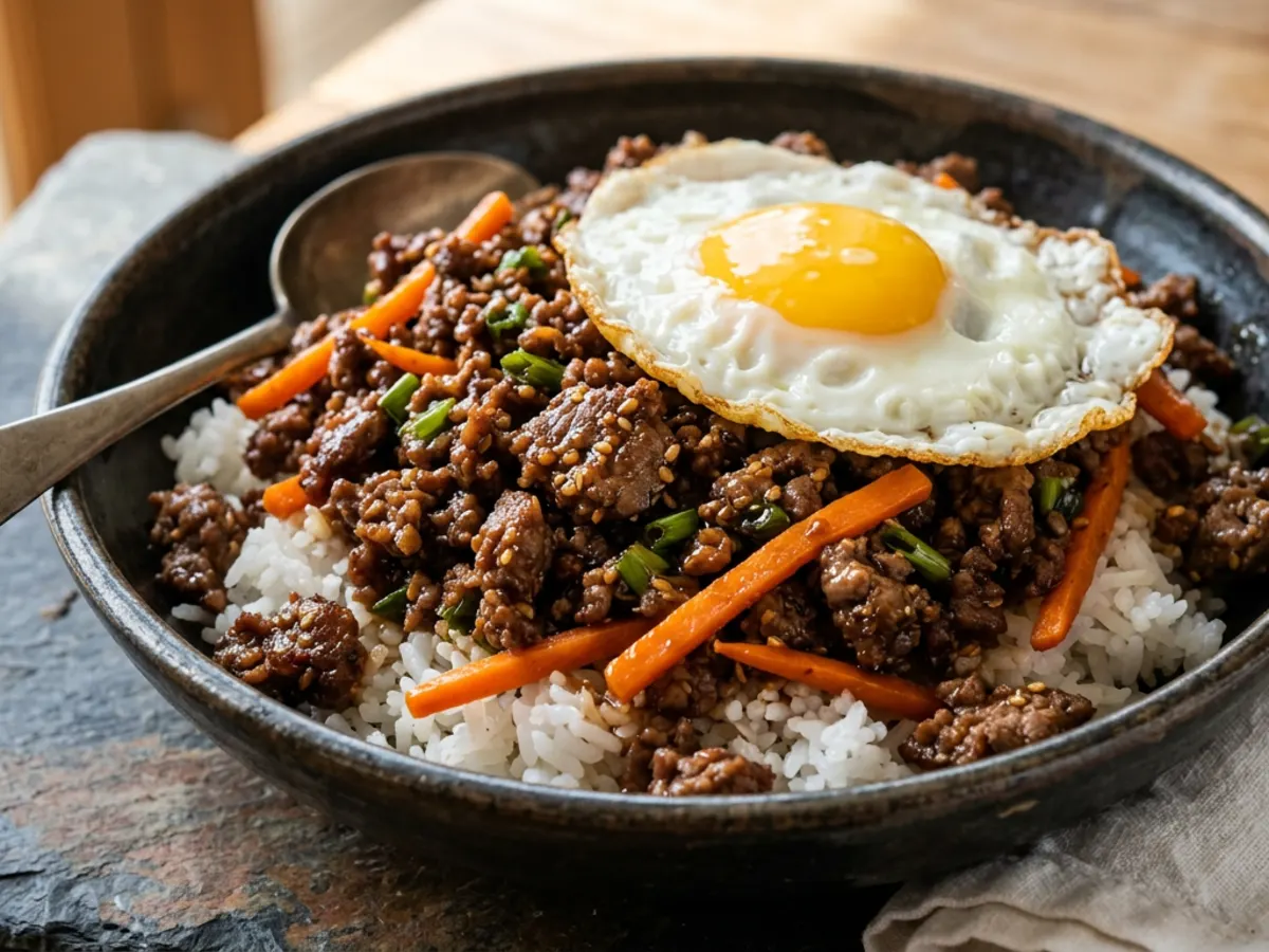 Korean Beef Mince Rice Bowls