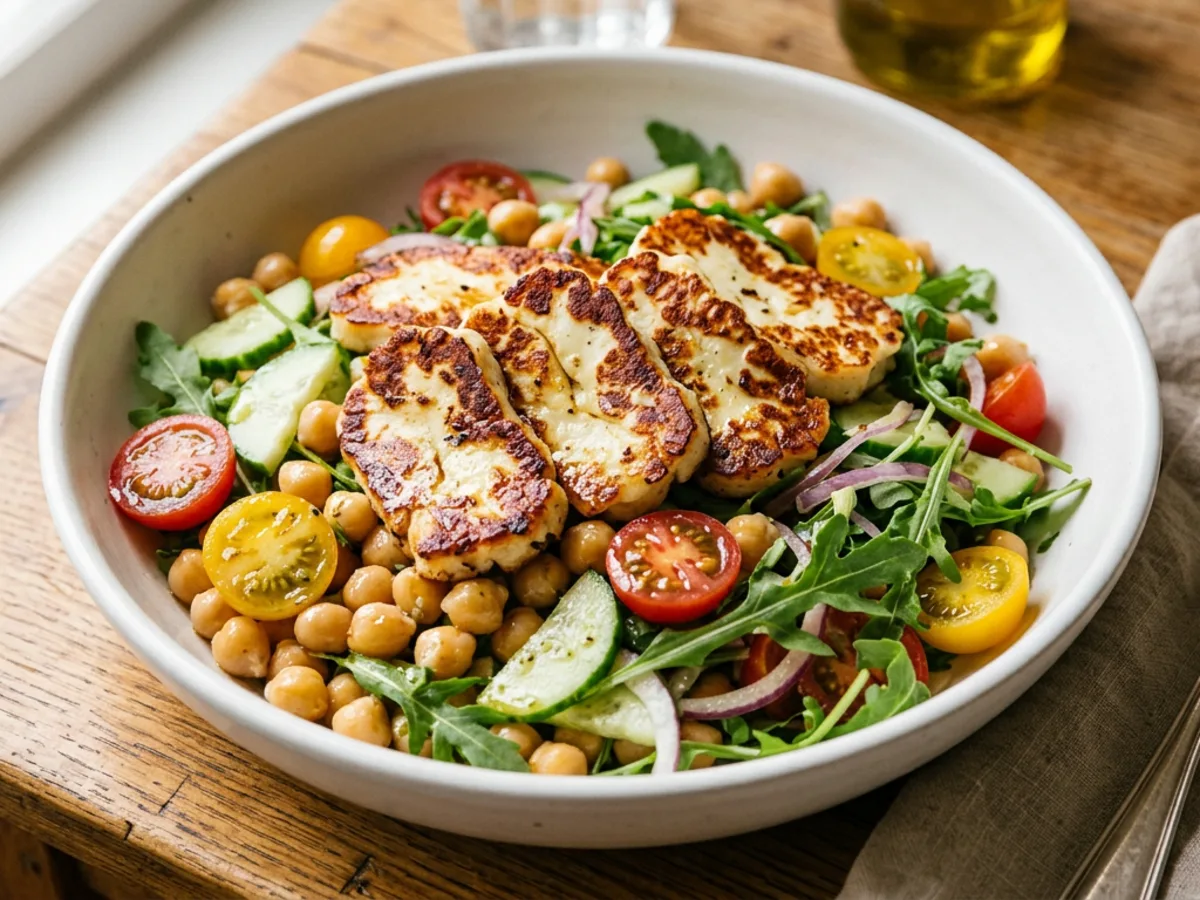Halloumi and Chickpea Salad with Lemon