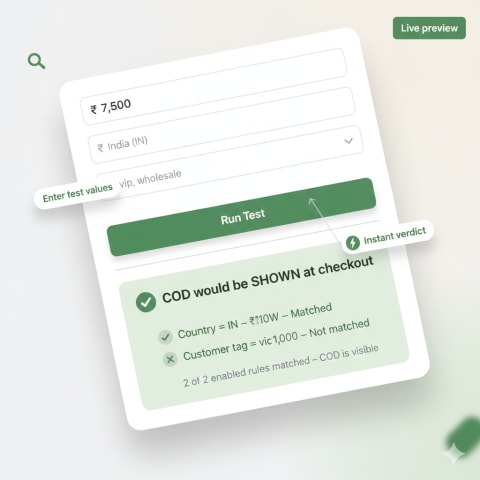 Built-in rule tester interface