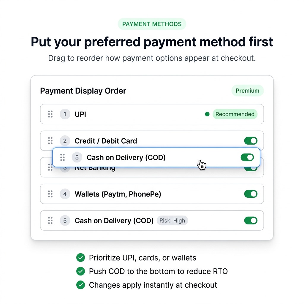 Drag and drop payment reordering
