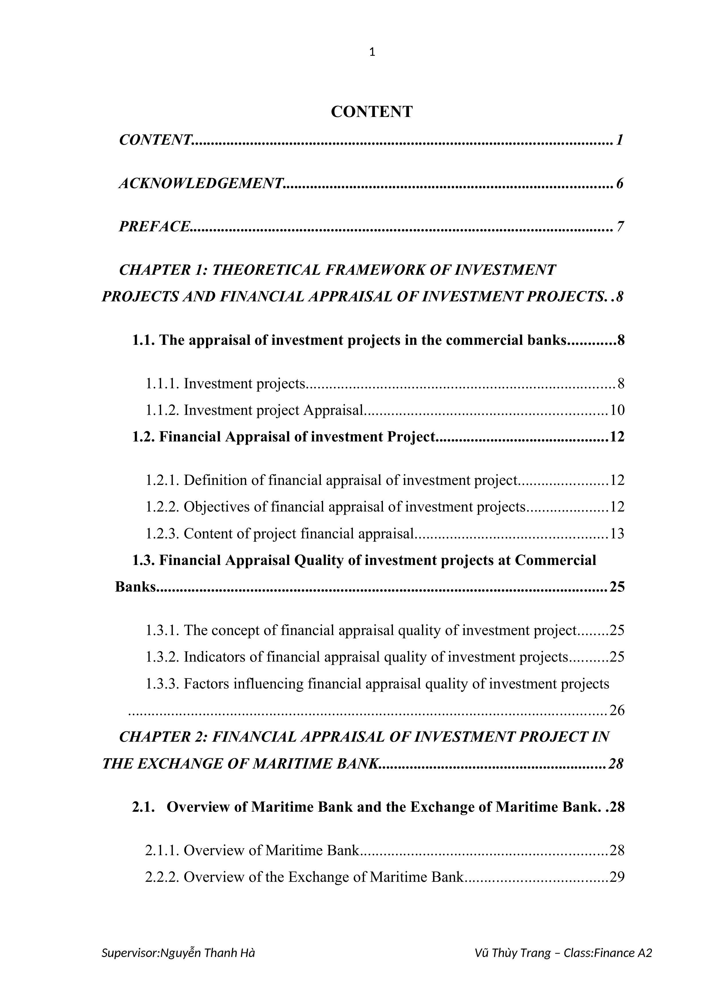 Financial appraisal of investmenông thônproject in the exchange of maritime bank