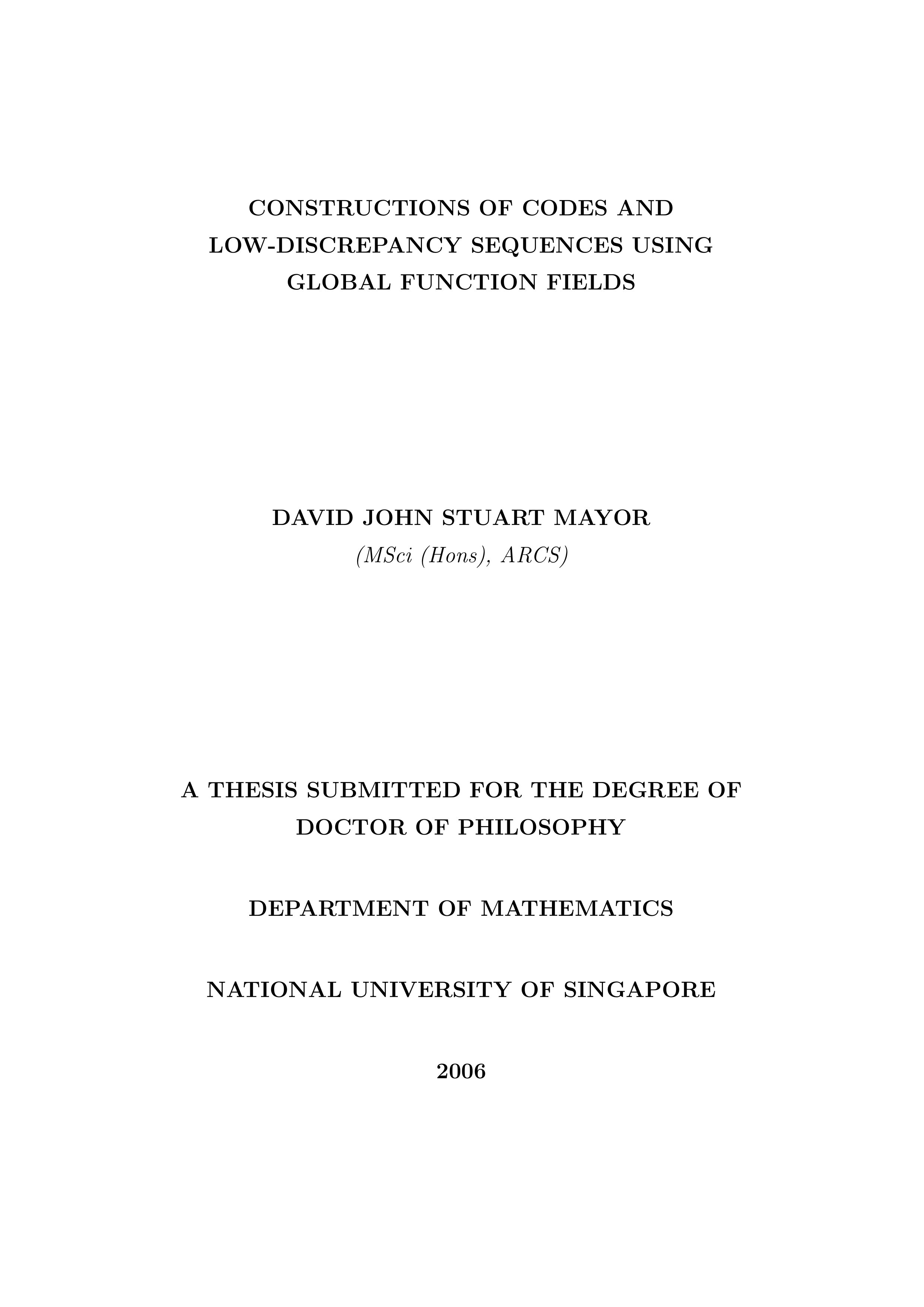 Constructions of codes and low discrepancy sequences using global function fields