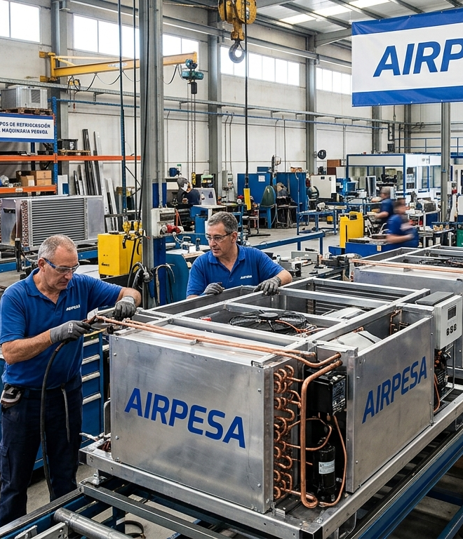 tecnicos-de-airpesa-soldando-y-verificando-pieza-recien-fabricada-para-equipo-de-aire-acondicionado