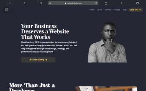 Rankwithebube.com home page hero section