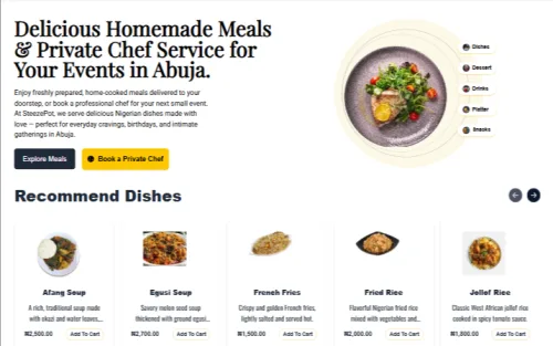 portfolio project - A High-Performance Food Ordering & Private Chef Service Website