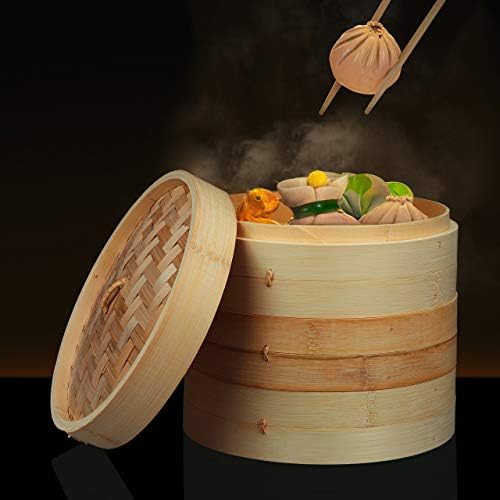 Vue 2 de Relaxdays Cuiseur Vapeur Bambou