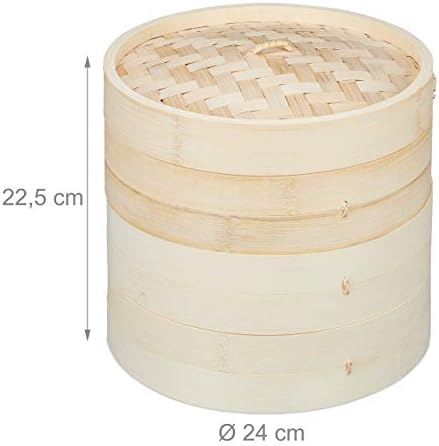 Vue 4 de Relaxdays Cuiseur Vapeur Bambou