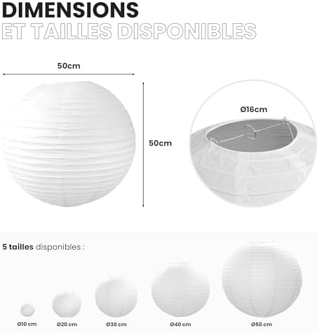 Vue 3 de Lampion Boule Papier Cm