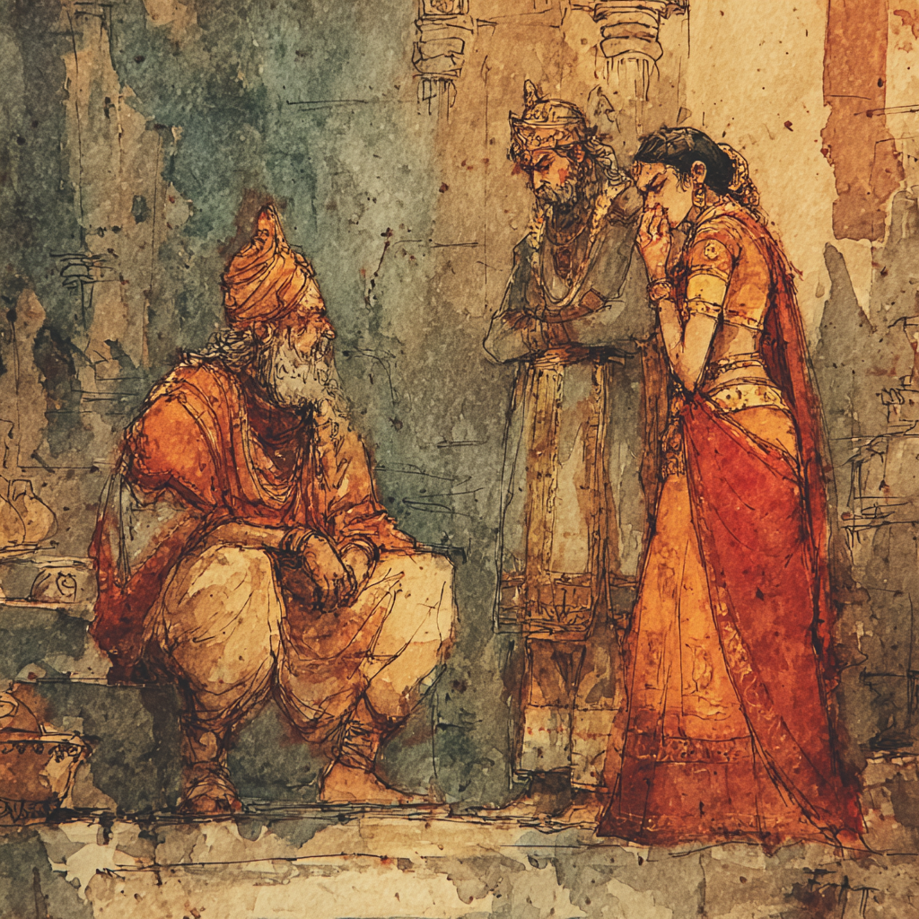 Cover illustration for The Trial of King Harishchandra