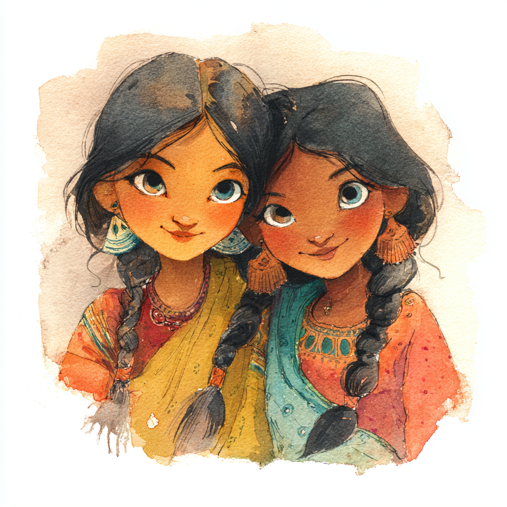 Cover illustration for Shukhu and Dukhu