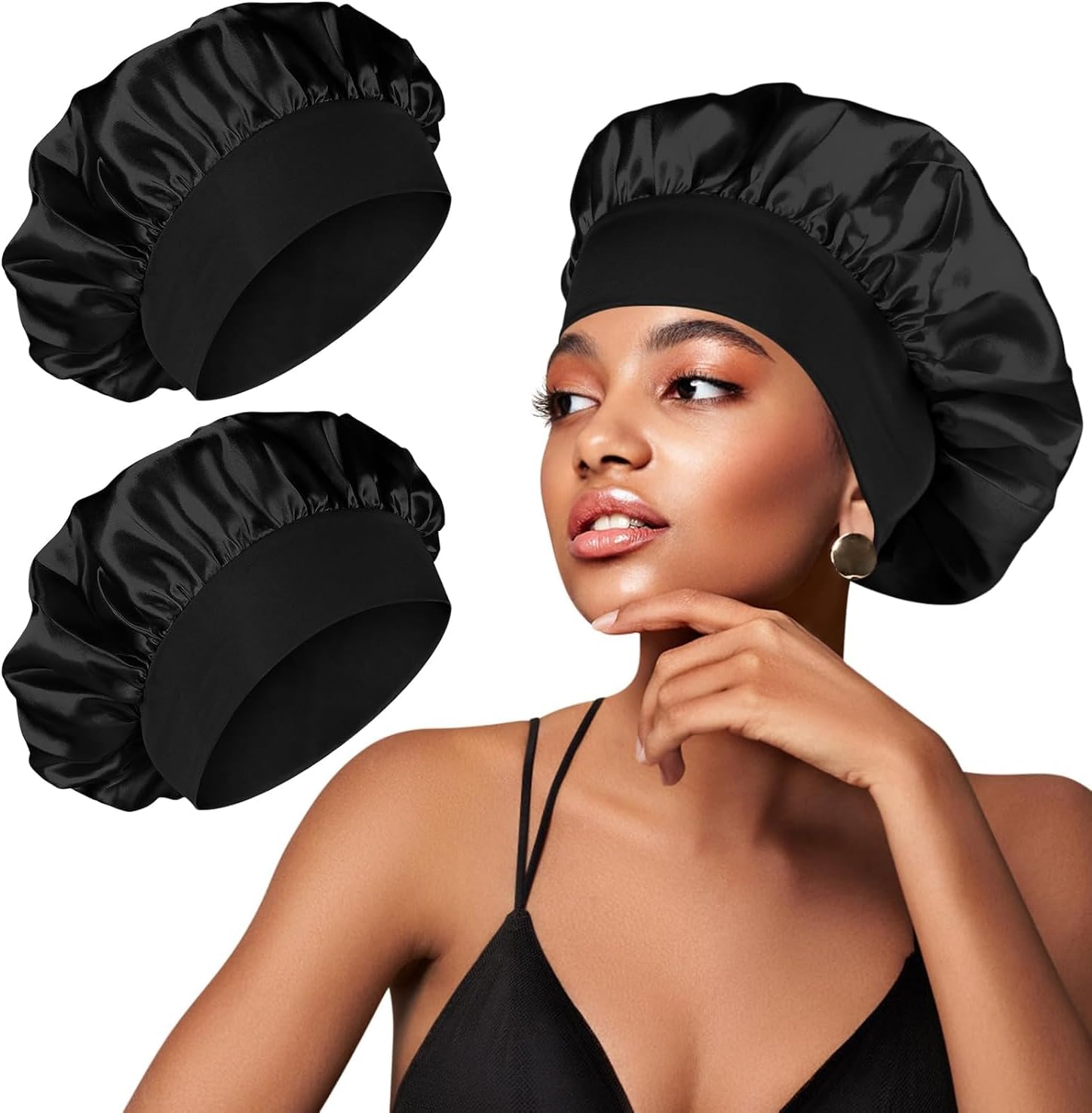 Pieces Bonnet Satin Cheveux