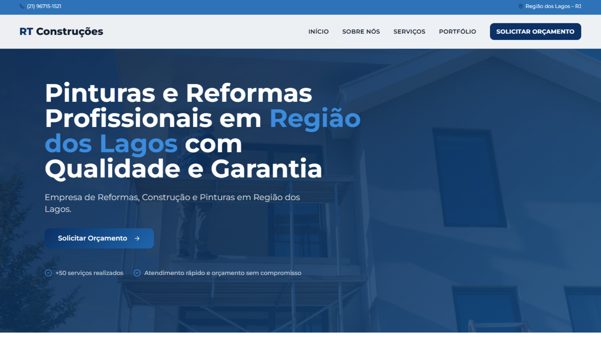 landing page para uma empresa de construção feito pelo front end junior vieira dev