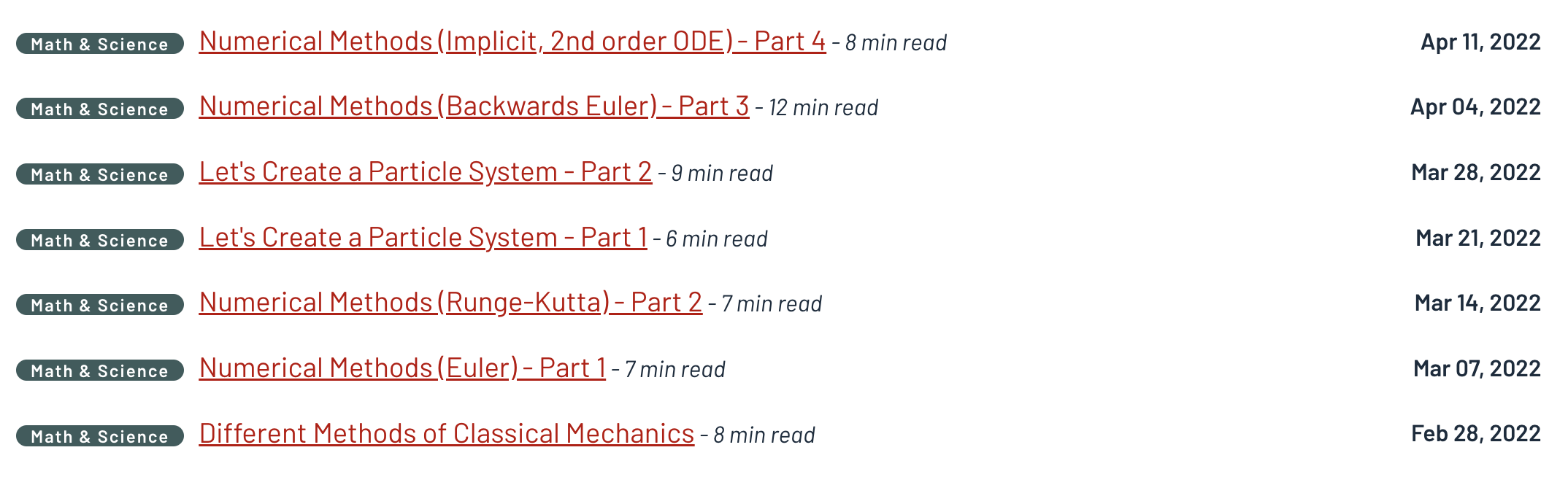 One week at a time learning numerical approximations