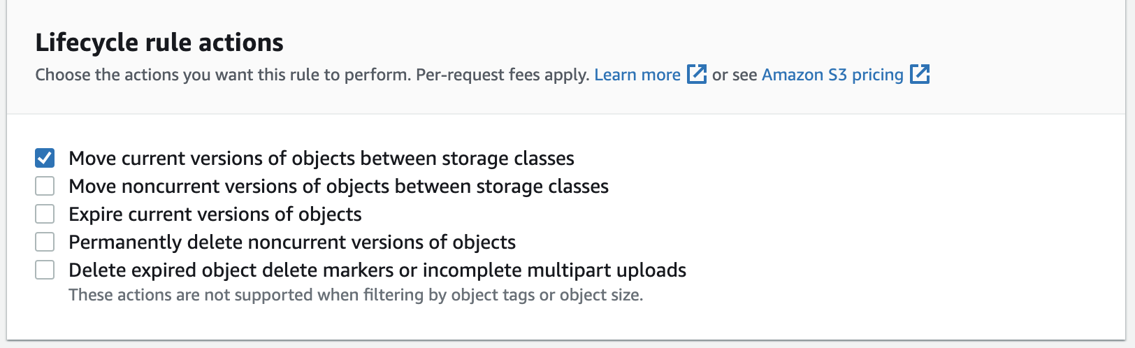 select lifecycle rule