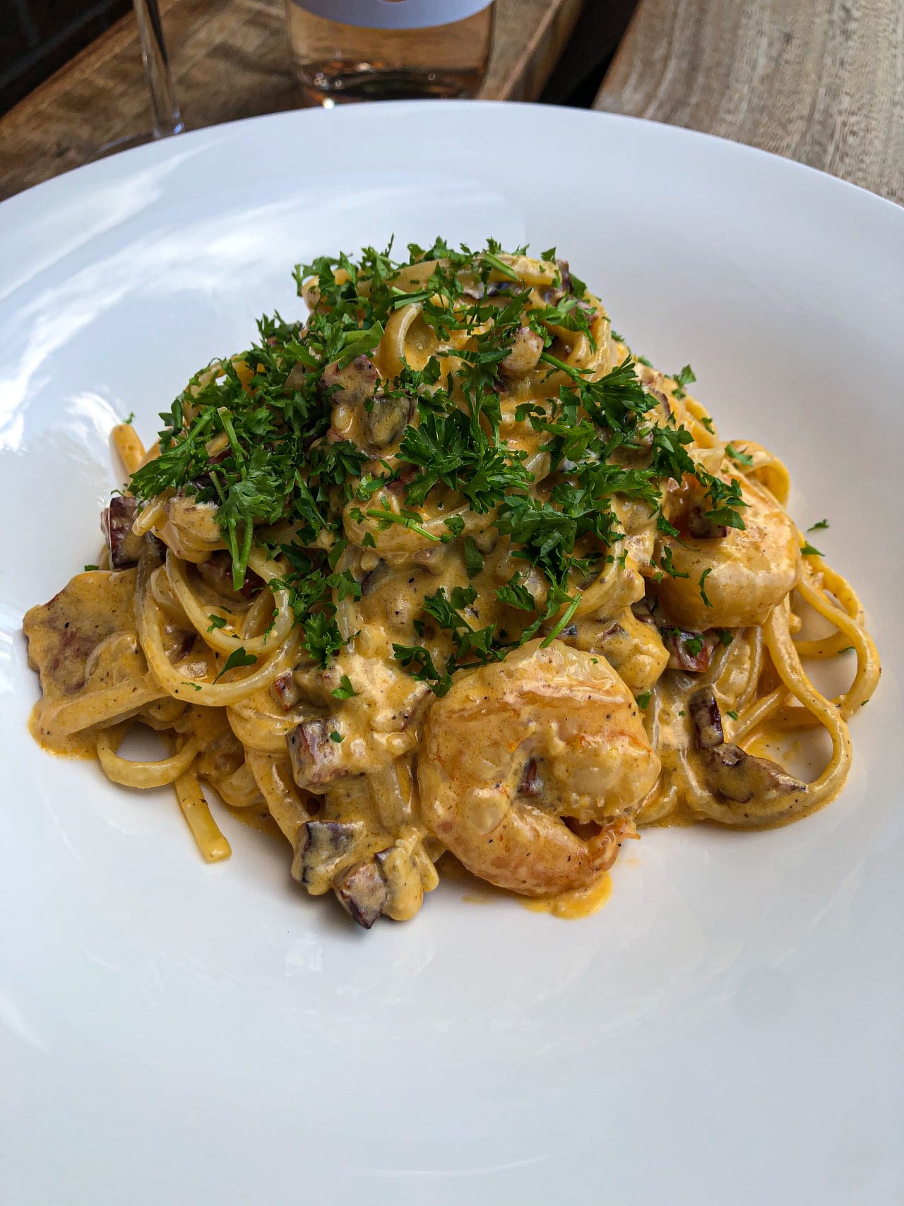 King prawn and chorizo linguini