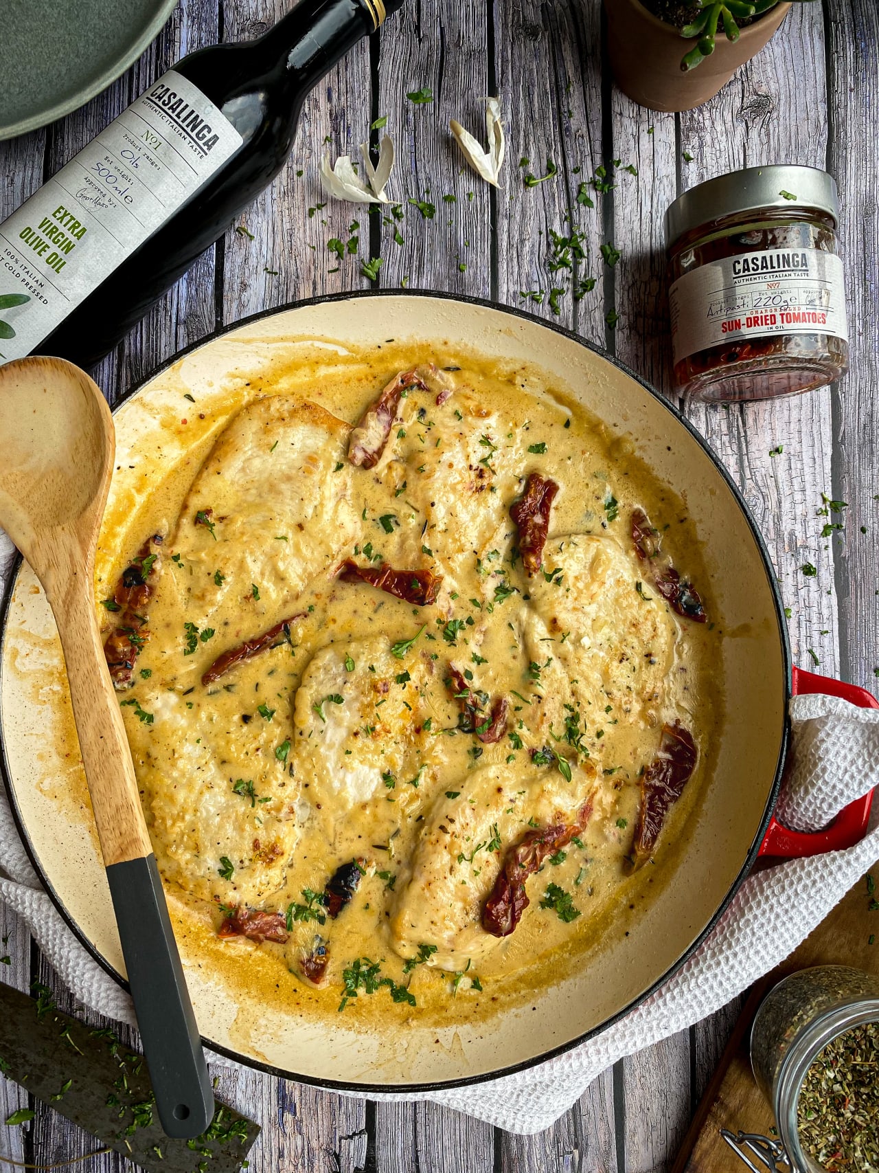 Chicken in a mustard cream sauce with sun-dried tomato