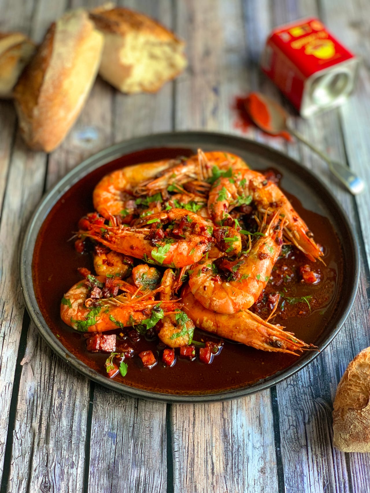 Gambas Pil Pil with Smoky Chorizo