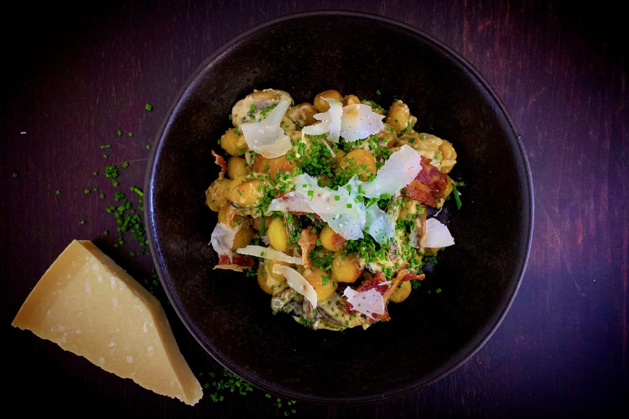 Crispy Gnocchi with Wild Mushroom sauce