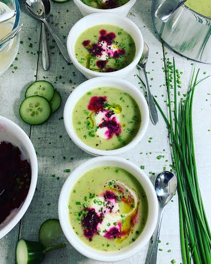 Chilled Cucumber Soup with Pickled Beetroot