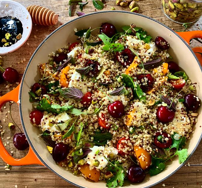 Quinoa Salad with Cherries and Myzithra Cheese