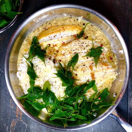 Lemon Sole in a Mustard and Dill Sauce with Wild Sea Purslane