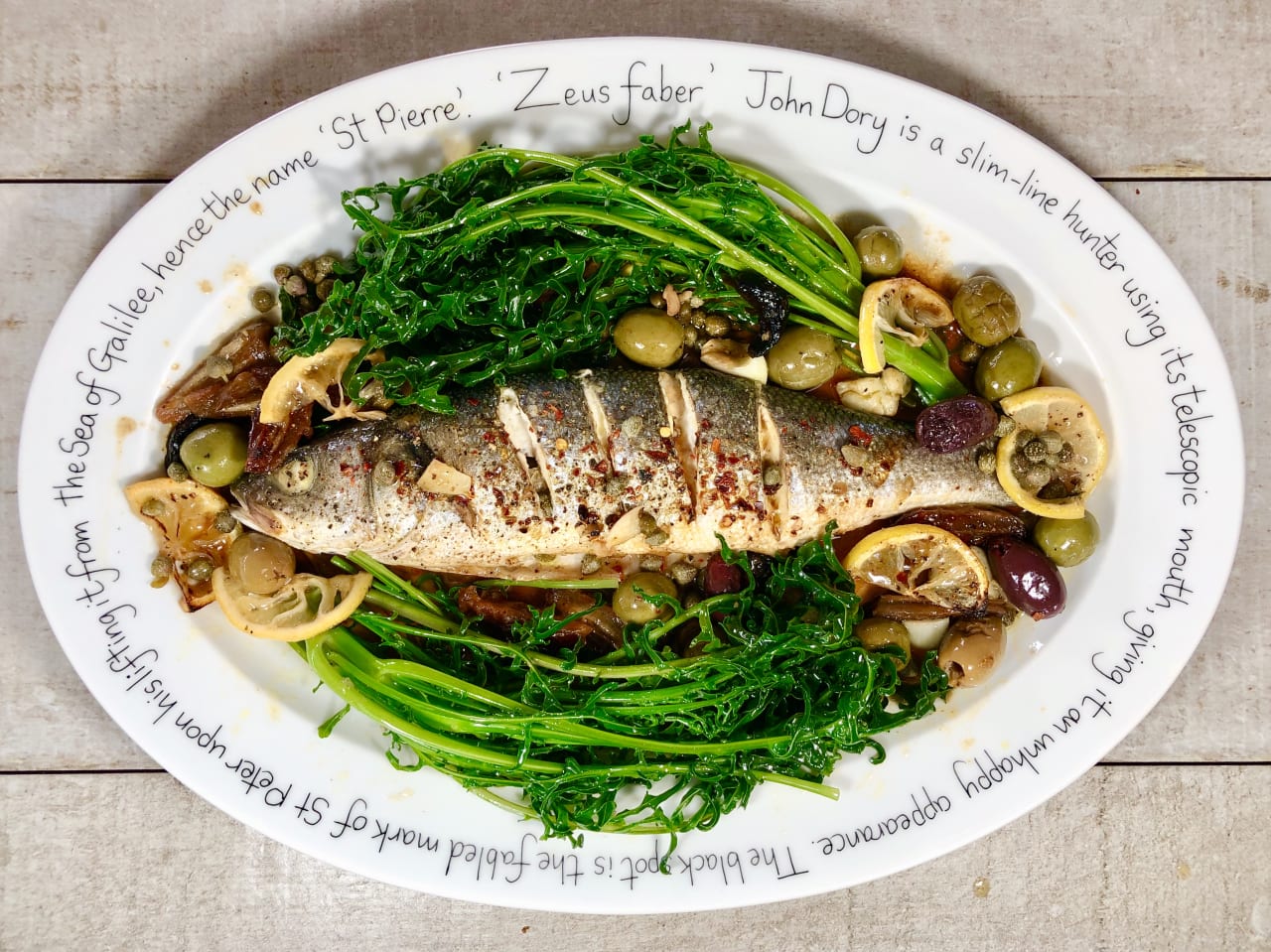 Baked Sea Bass with Spigarello Kale